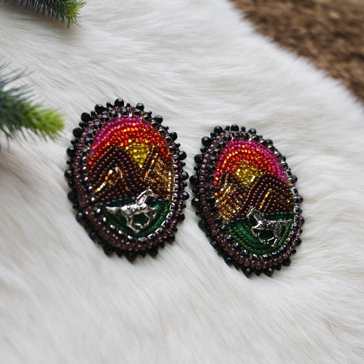Mercedes G. Sunset Scene Beaded Earrings