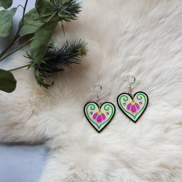 Kristina Cardinal Painted Heart Earrings