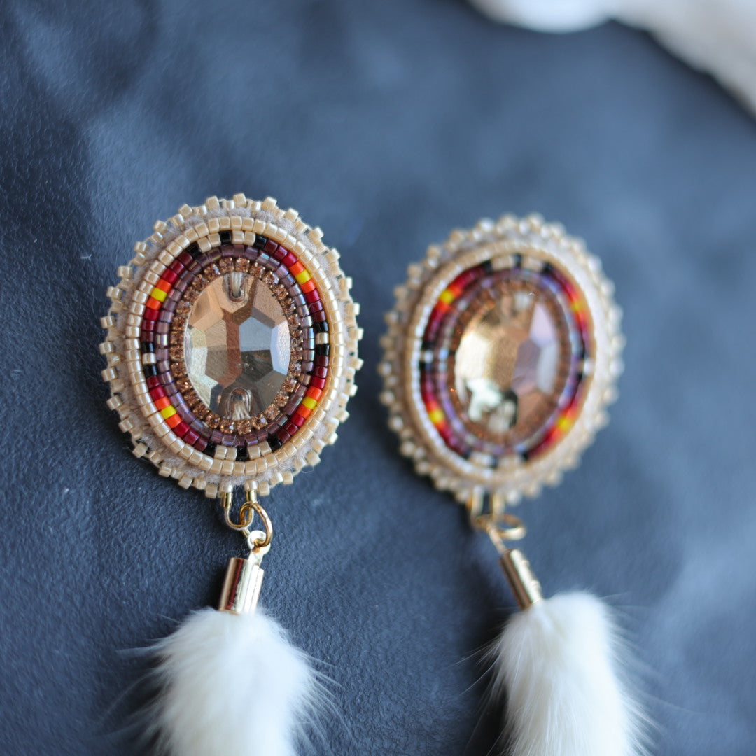 Beth Rose Designs Beaded Round & Ermine Tail Earrings