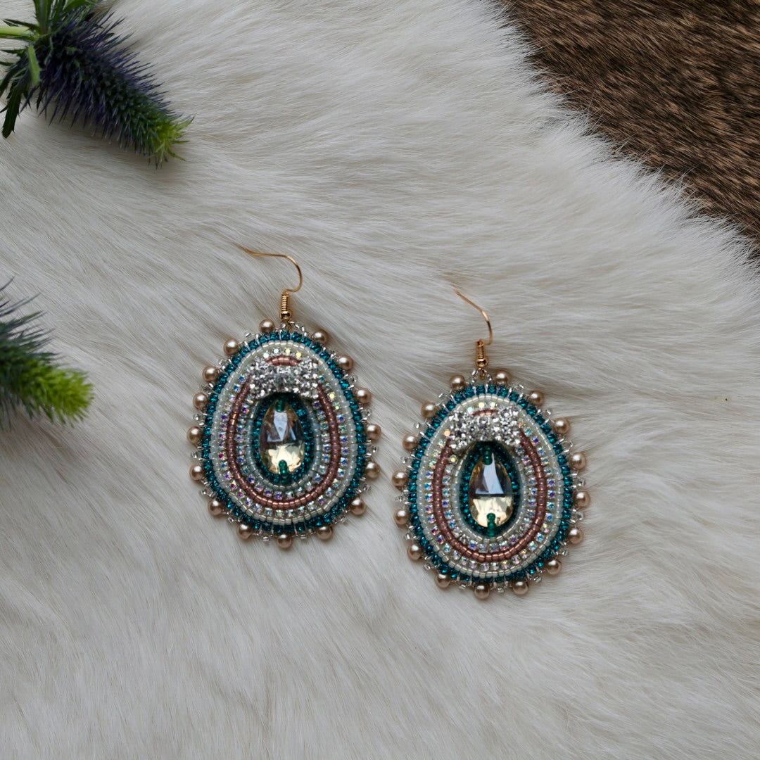 Mercedes G. Teardrop Charm Beaded Earrings