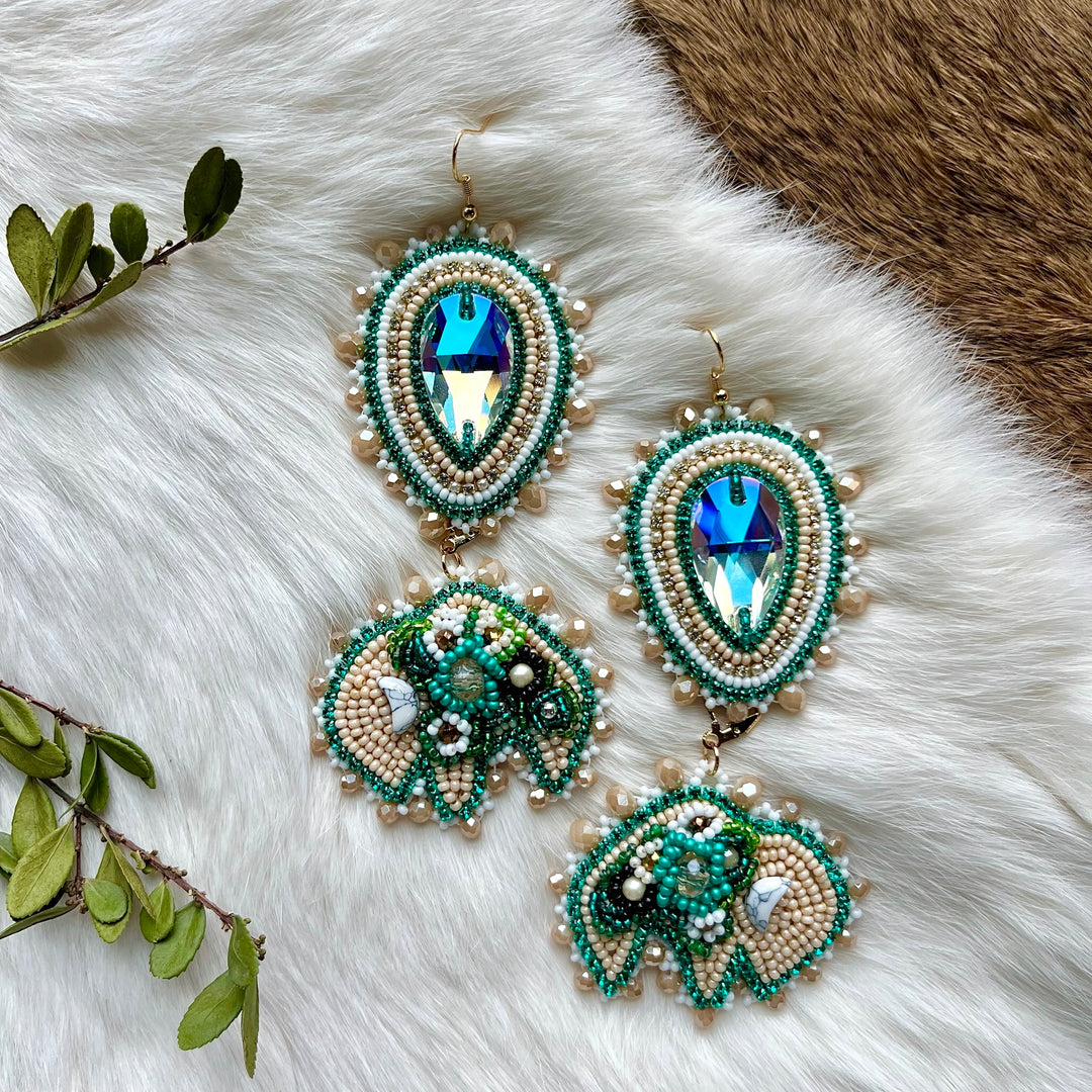 Mercedes G. Cream Bison Convertible Earrings