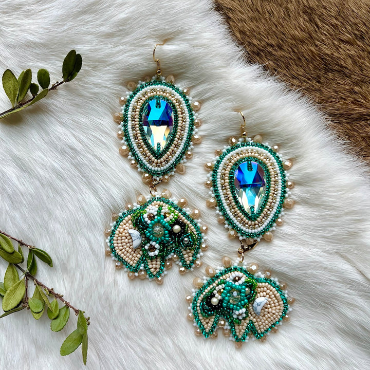 Mercedes G. Cream Bison Convertible Earrings