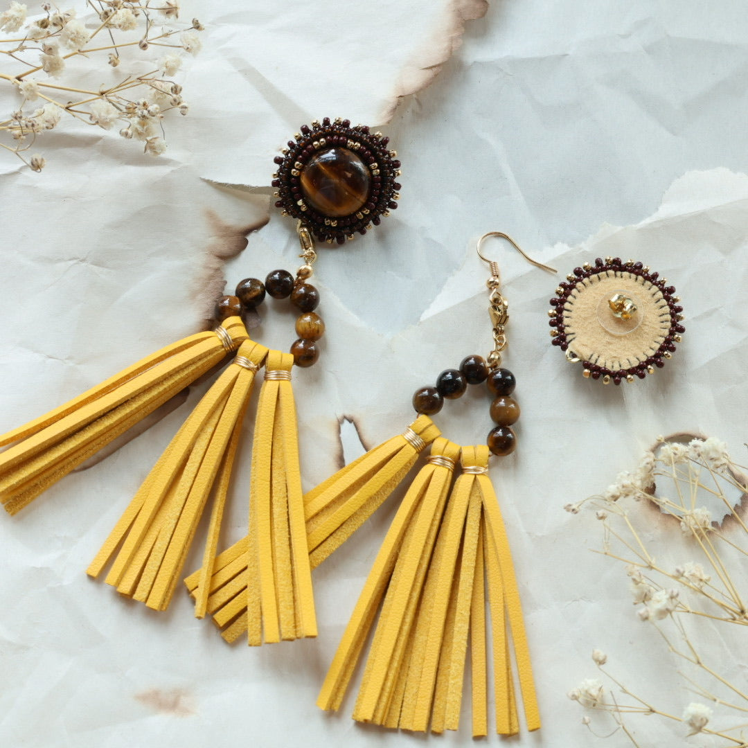 TLee Beads Convertible Tiger's Eye Beaded Earrings