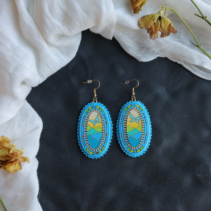 Beth Rose Designs Blue Butterfly Scene Earrings