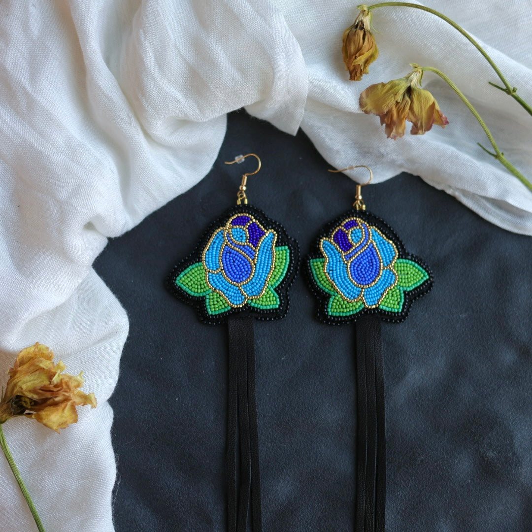 Beth Rose Designs Blue Rose Necklace & Earrings