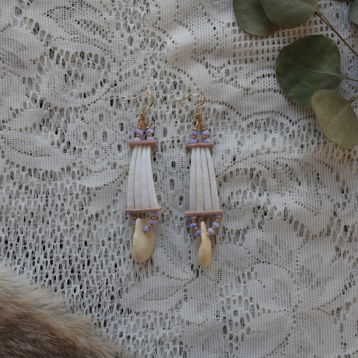 Prairie Sage Beadwork Purple Marble & Imitation Elk Ivory Set