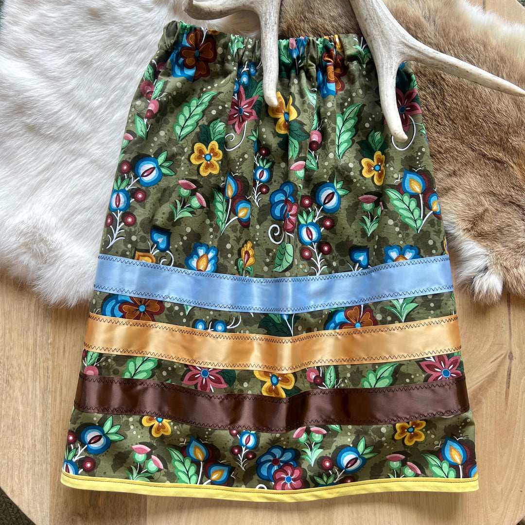 Vi's CREE-ations Green Floral Toddler Ribbon Skirt