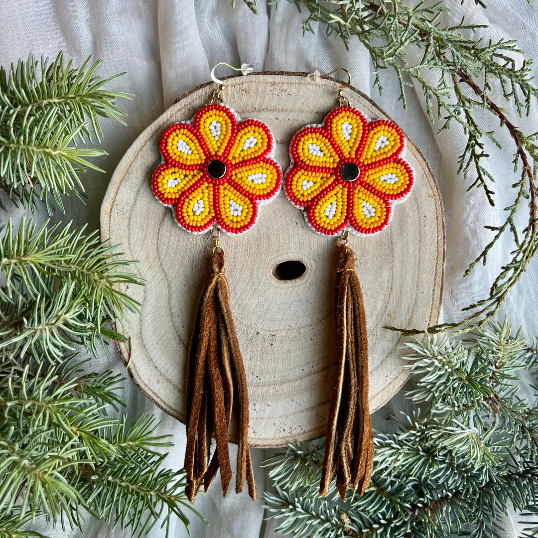 Boreal Forest Beads Fire Flower Earrings