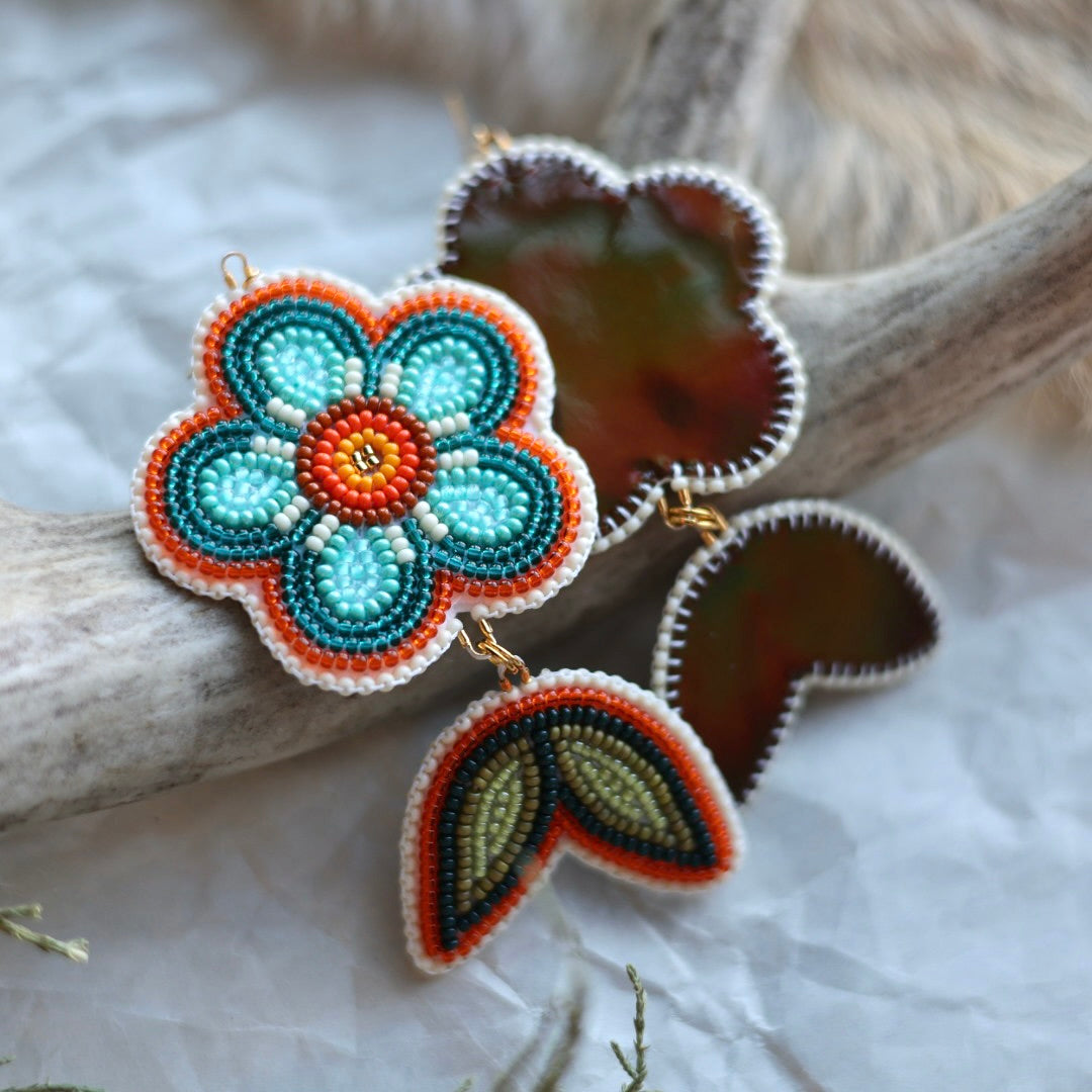 Keegan W. Tiered Five Petal Flower Earrings