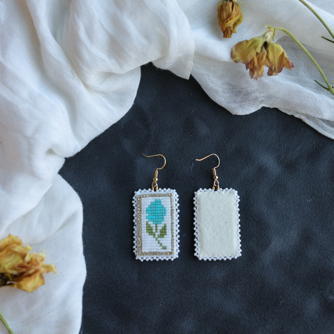 Beth Rose Designs Loomed Rose Drop Earrings