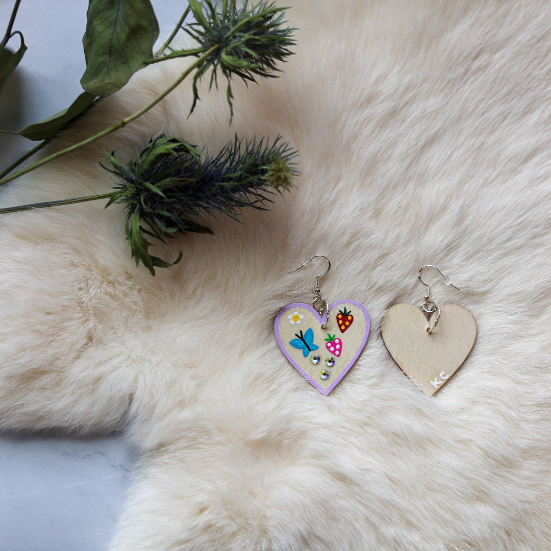 Kristina Cardinal Painted Heart Earrings