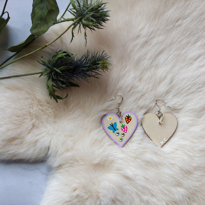 Kristina Cardinal Painted Heart Earrings