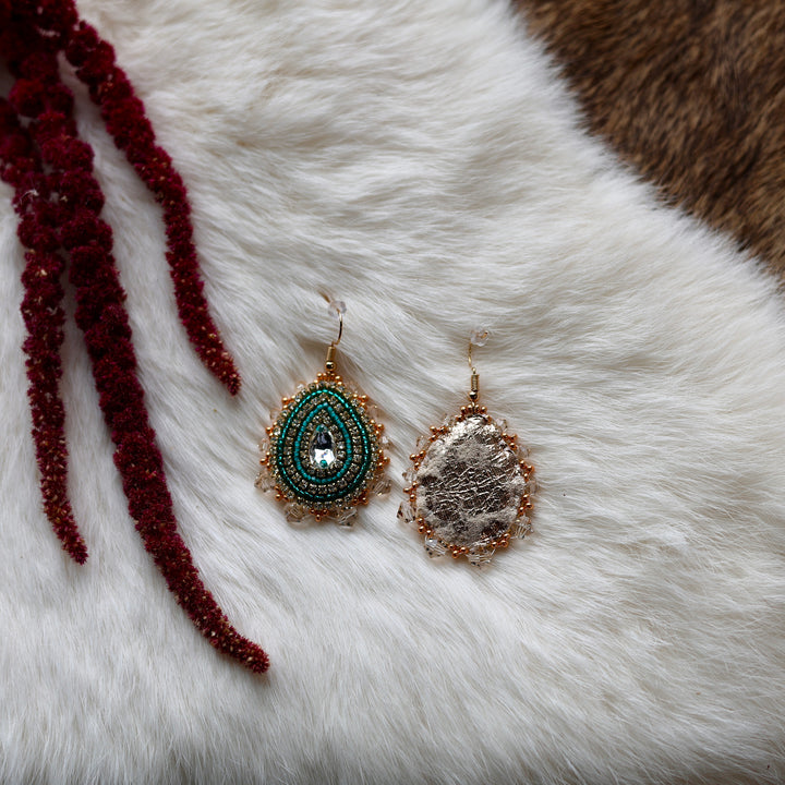 Mercedes G. Teal Teardrop Gem Earrings