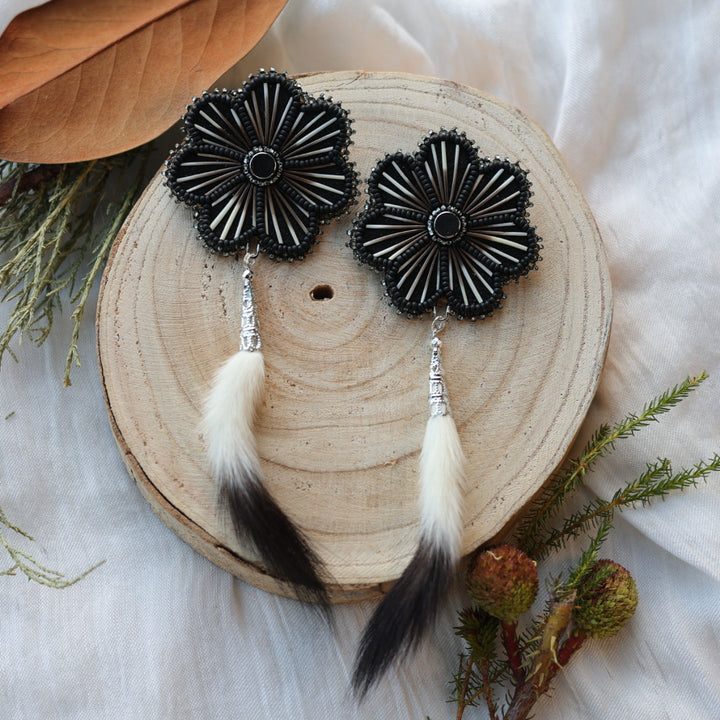 Boreal Forest Beads Floral Ermine Earrings