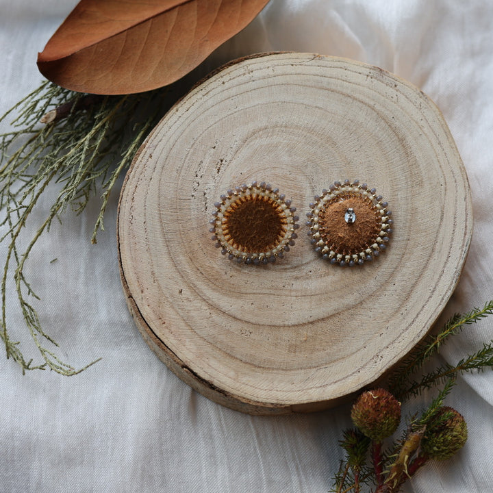 Boreal Forest Beads Simple Beaded Moose Hide Round Studs