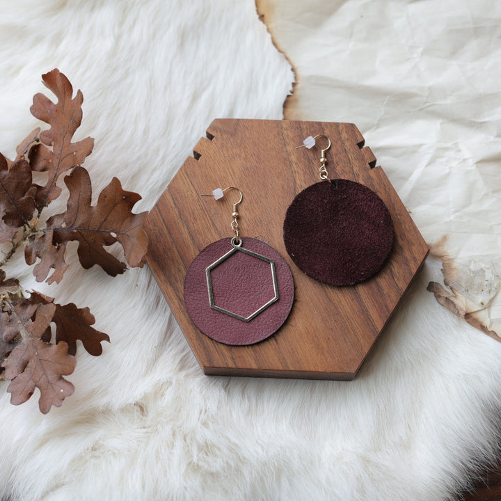 1885 Leather Co. Round Leather Drop Earrings