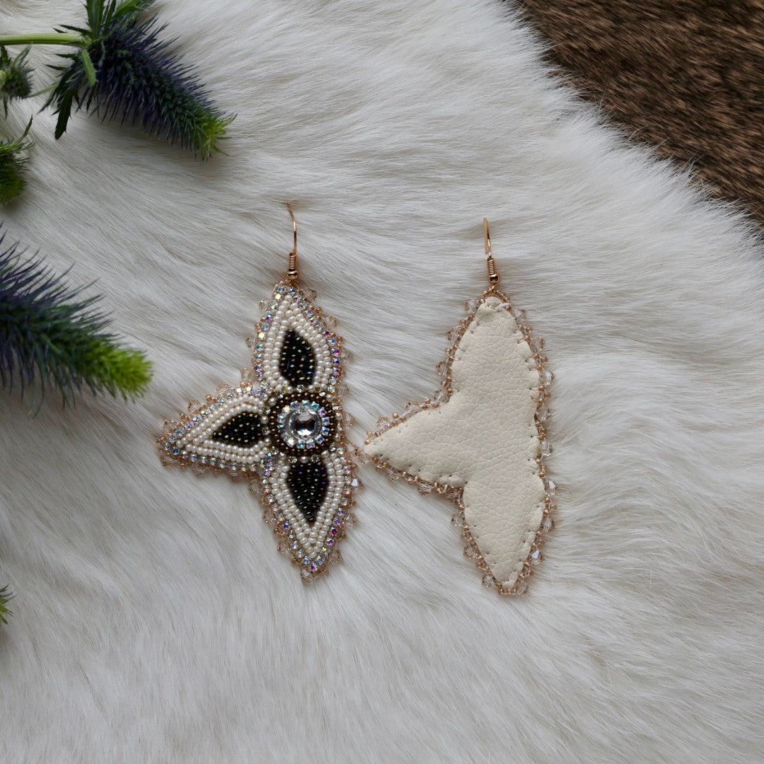 Mercedes G. Moody Neutral Half Floral Earrings