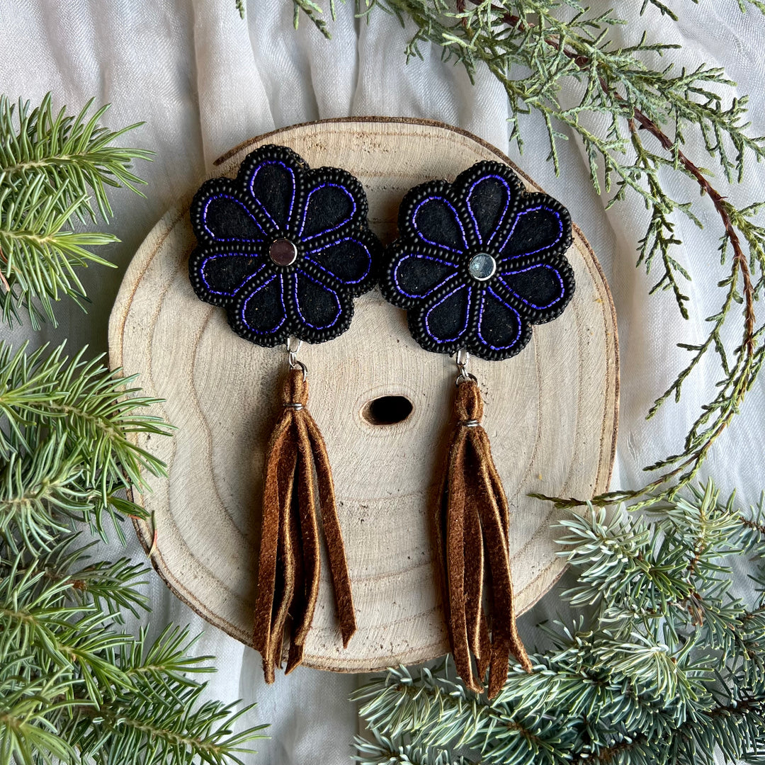 Boreal Forest Beads Purple Flower Earrings