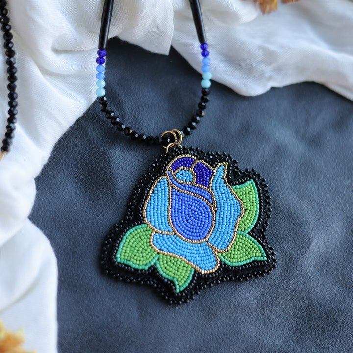 Beth Rose Designs Blue Rose Necklace & Earrings