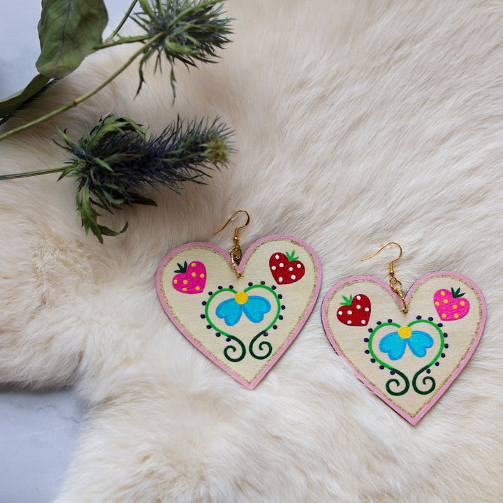 Kristina Cardinal Painted Heart Earrings