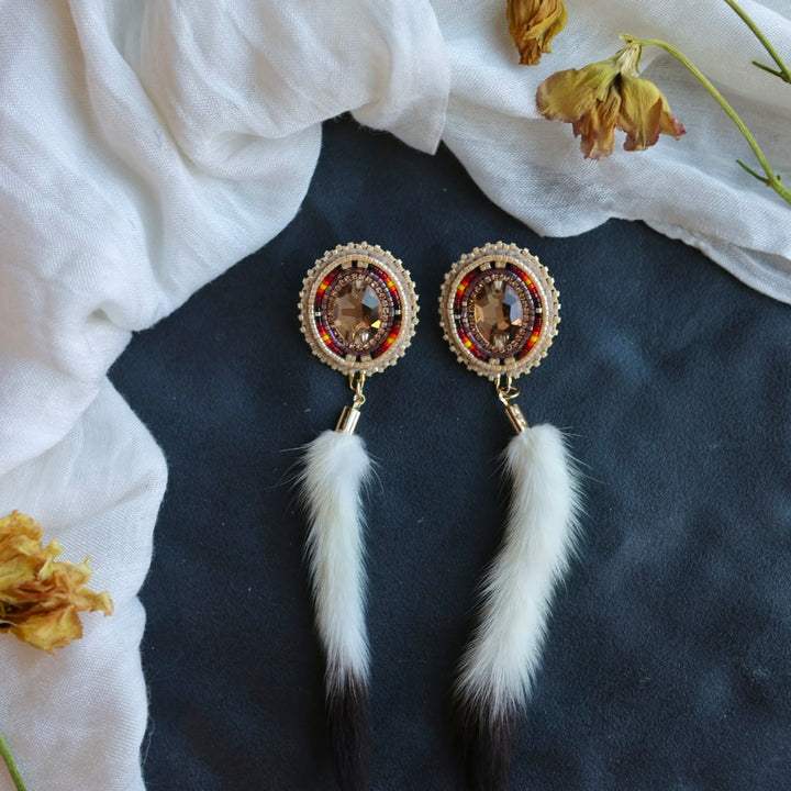 Beth Rose Designs Beaded Round & Ermine Tail Earrings