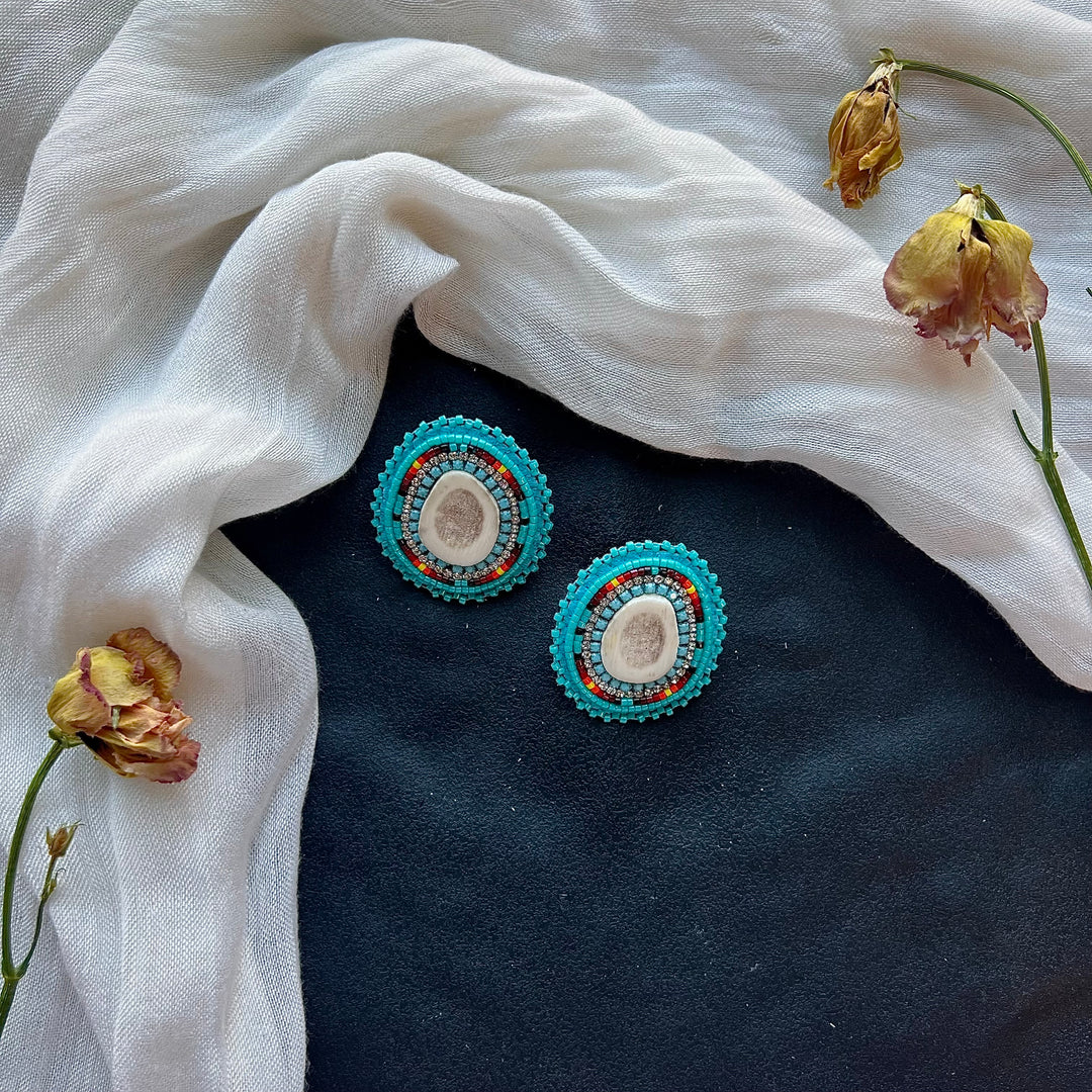 Beth Rose Designs Turquoise & Antler Beaded Earrings