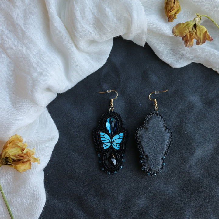 Beth Rose Designs Blue Butterfly Gem Drop Earrings