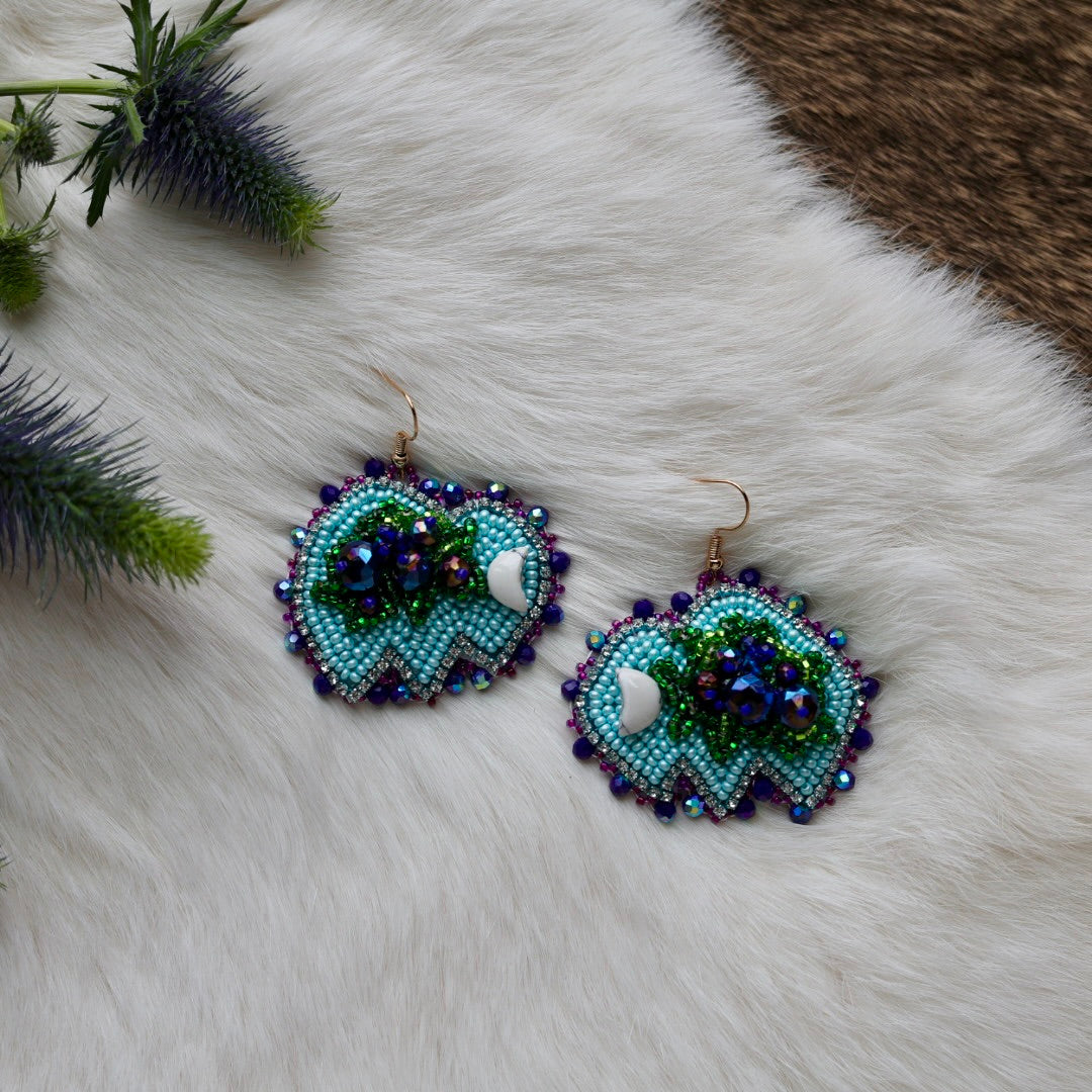 Mercedes G. Blueberry Bison Drop Earrings
