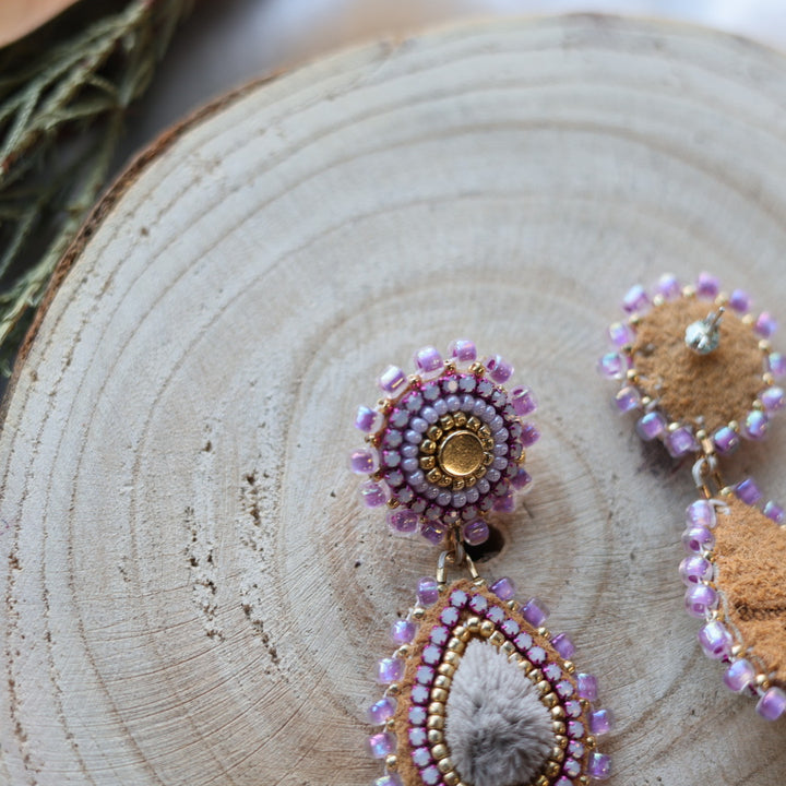Boreal Forest Beads Tiered Tufted Earrings