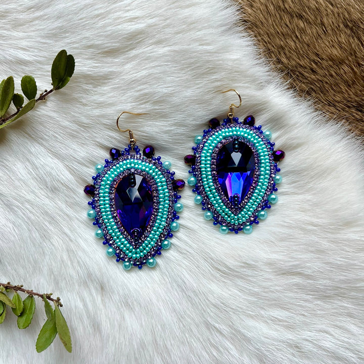 Mercedes G. Blueberry Medallion & Bison Earrings
