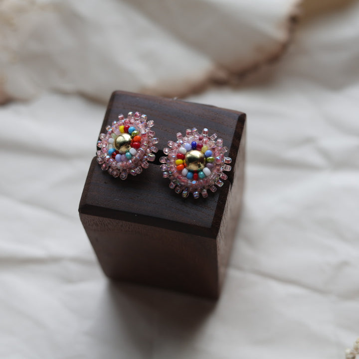 TLee Beads Tiny Brass Conch Beaded Studs