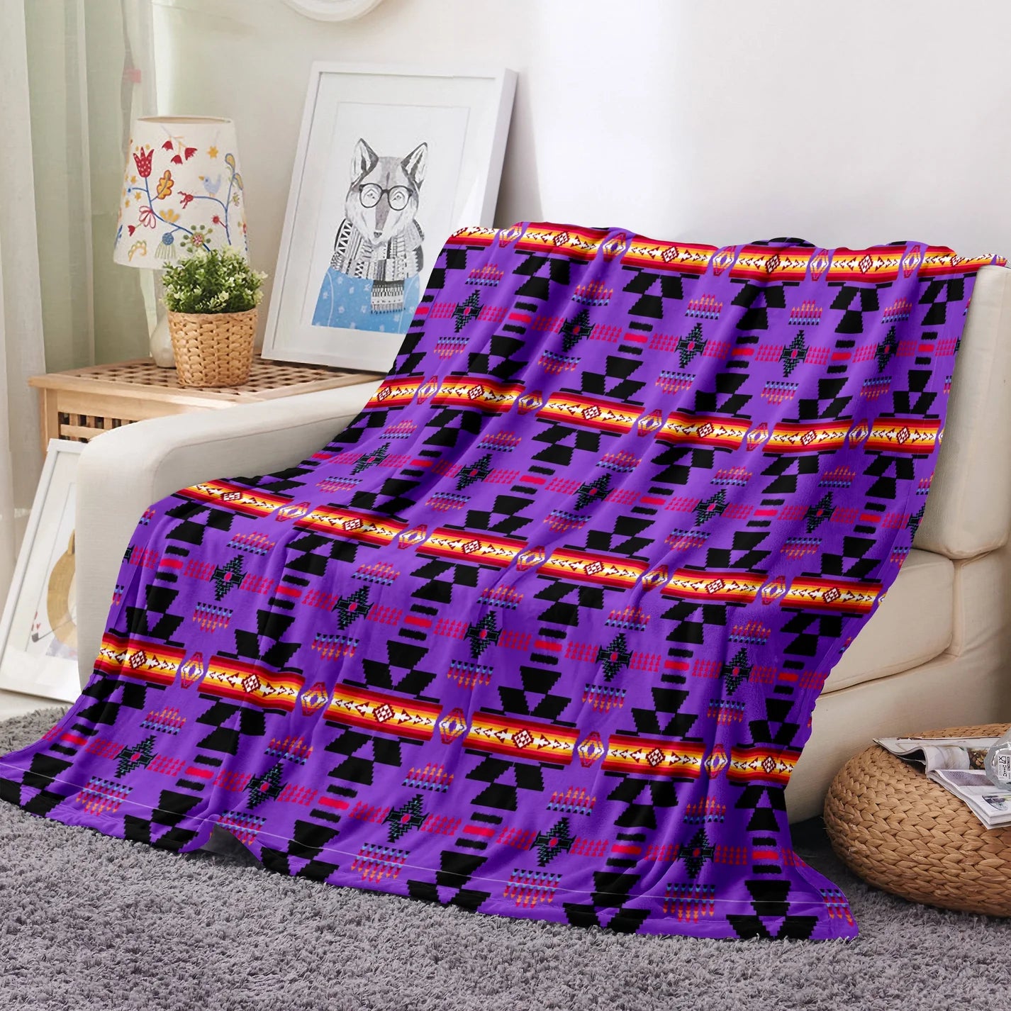 Keya Navajo Purple Sherpa Throw Blanket – Wanuskewin Collective