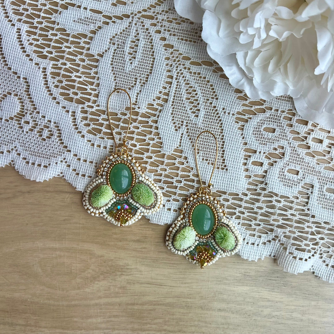 Emmiline Beadz Jade Caribou Tufted Beaded Earrings