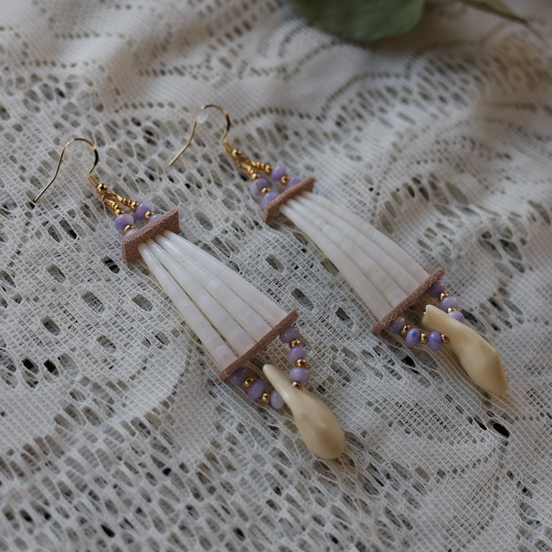 Prairie Sage Beadwork Purple Marble & Imitation Elk Ivory Set