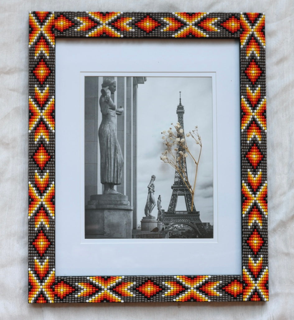 Beaded Frames By Elsie 11"x14" Grey & Fire Beaded Frame