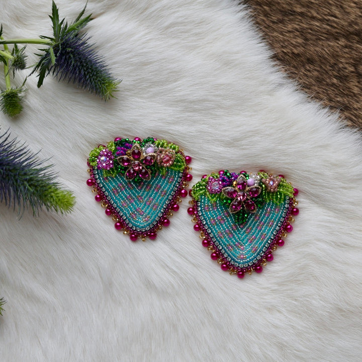 Mercedes G. Blue Strawberry Charm Beaded Earrings