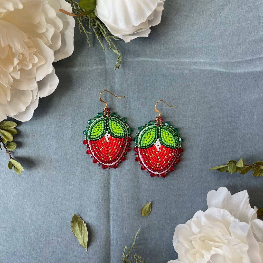 Beading Therapy Strawberry Beaded Earrings