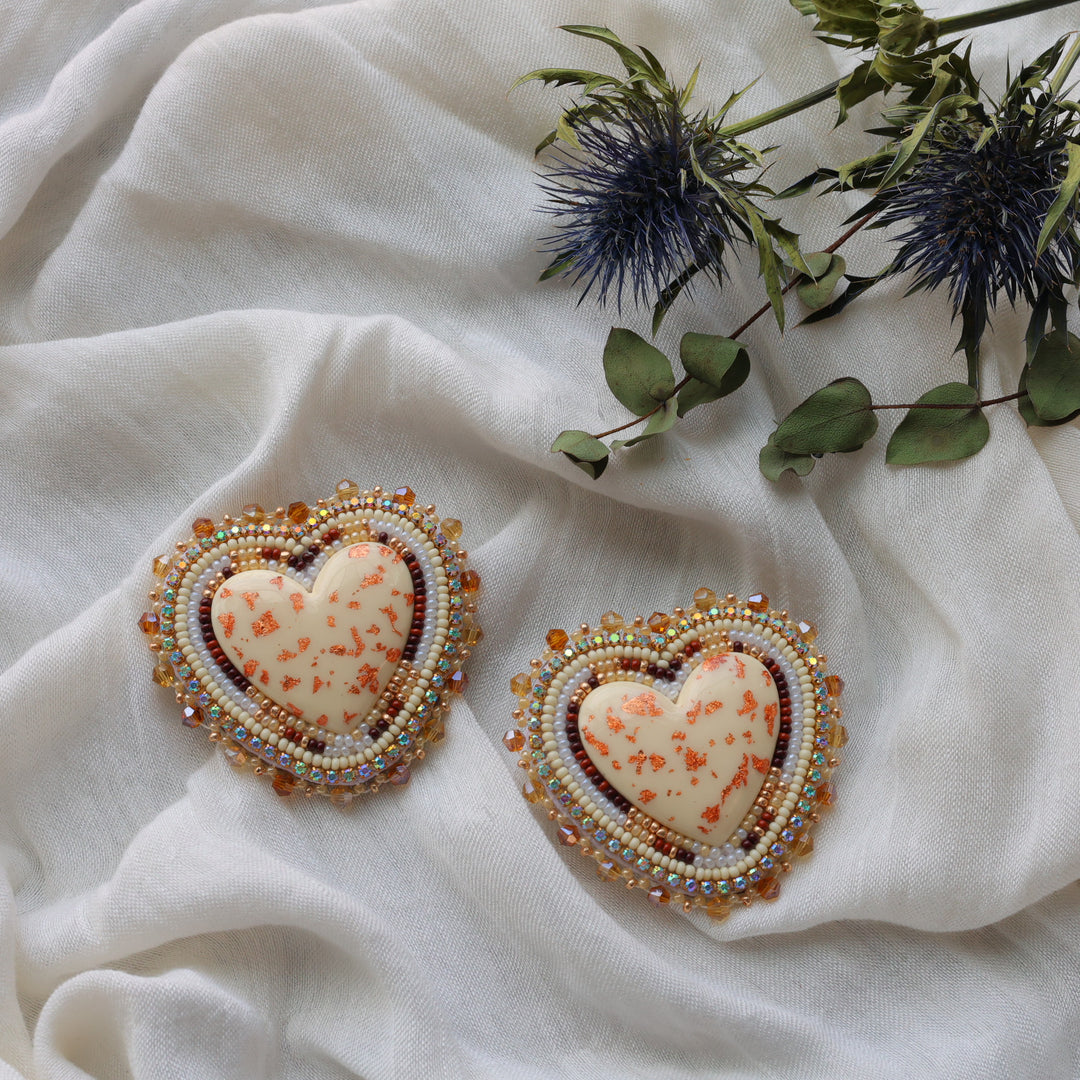 Prairie Beads Large Heart Earrings
