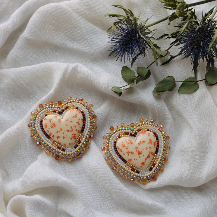 Prairie Beads Large Heart Earrings