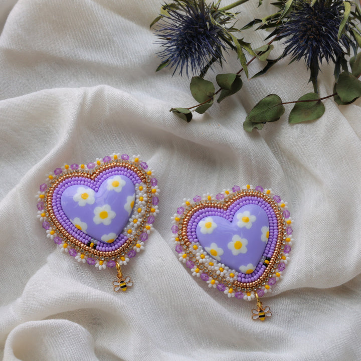 Prairie Beads Large Heart Earrings
