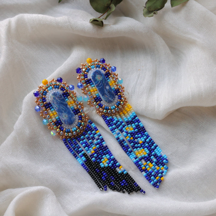 Prairie Beads Starry Night Fringe Earrings