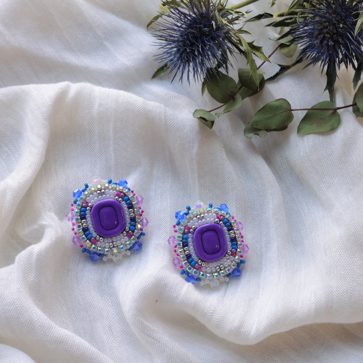 Prairie Beads Purple Beaded Earrings
