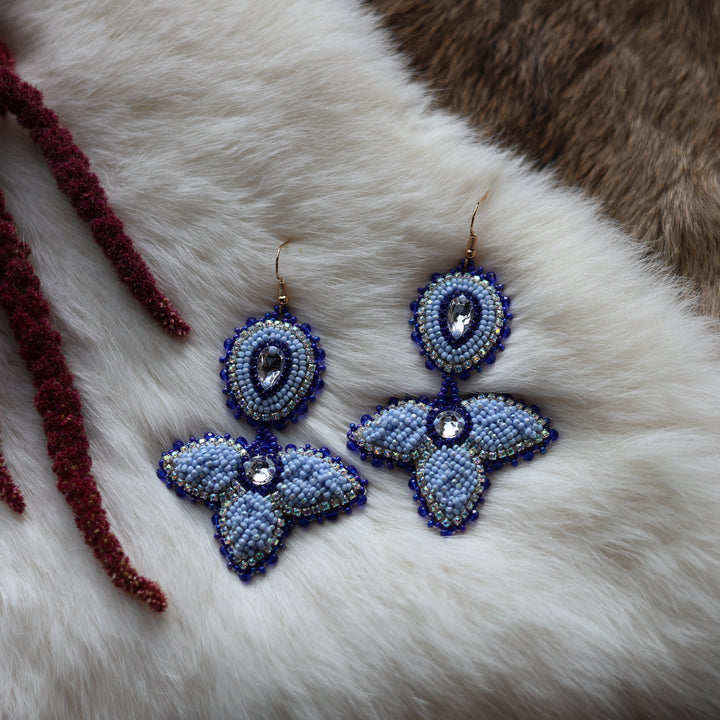 Mercedes G. Periwinkle Drop Half Floral Earrings