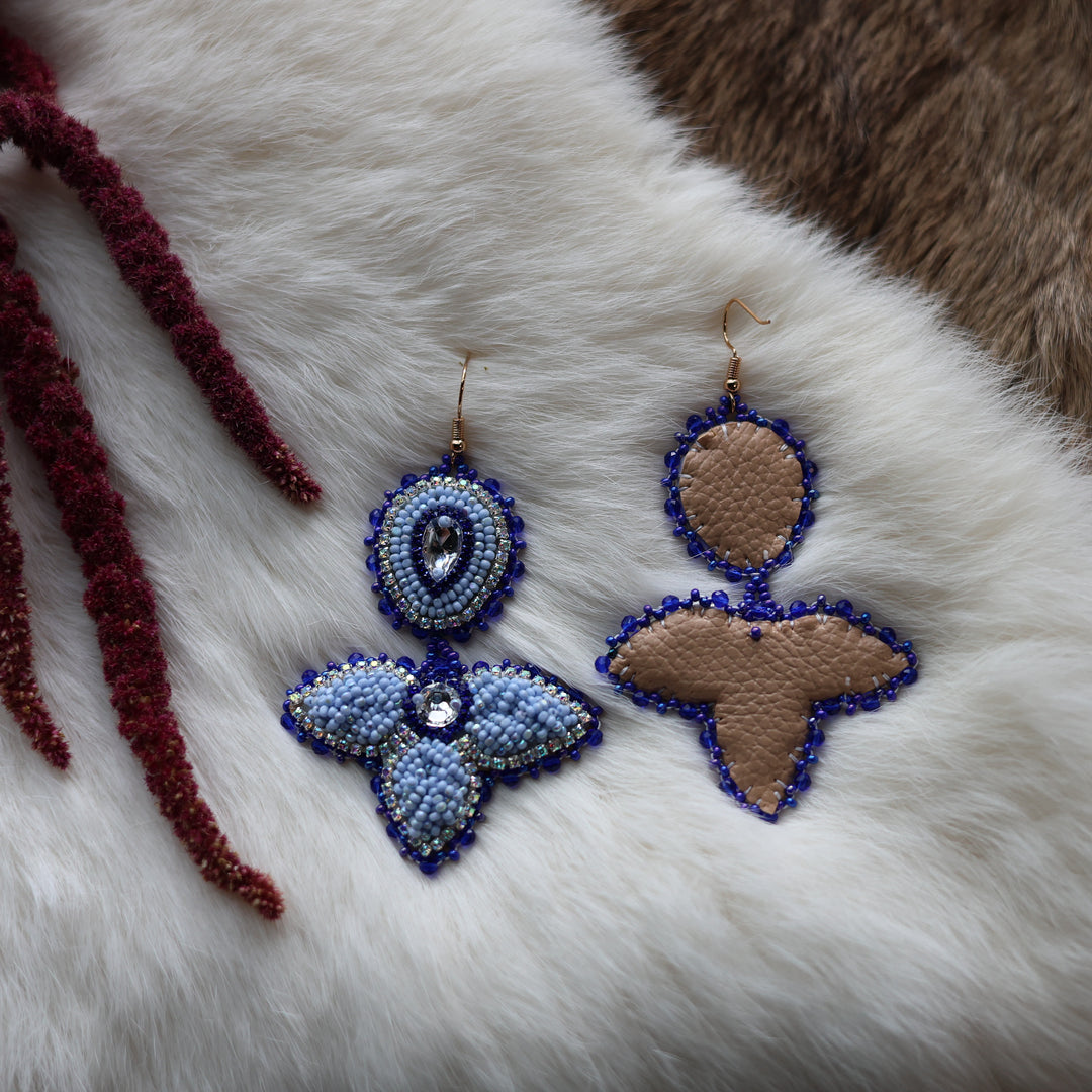 Mercedes G. Periwinkle Drop Half Floral Earrings