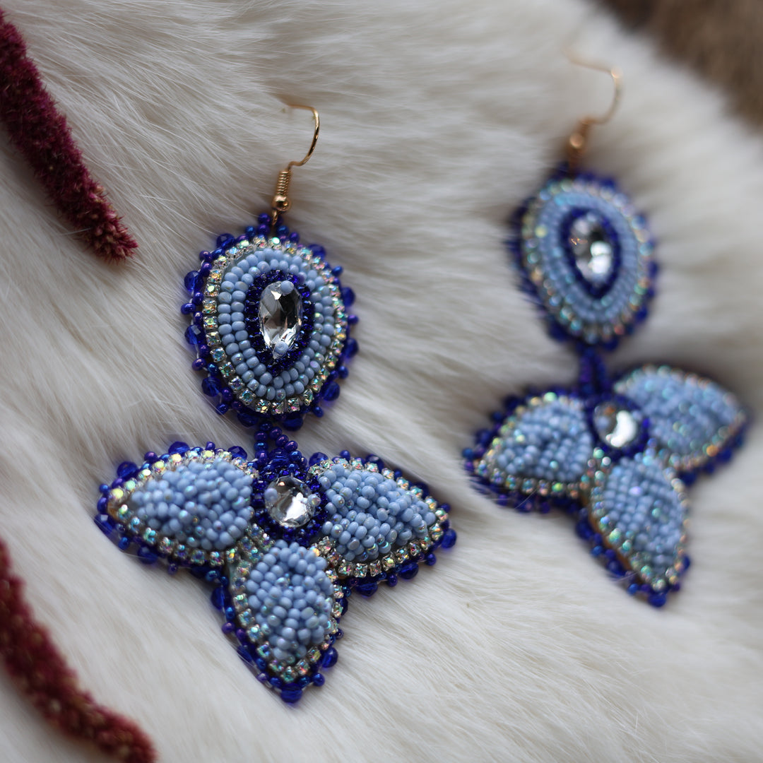 Mercedes G. Periwinkle Drop Half Floral Earrings