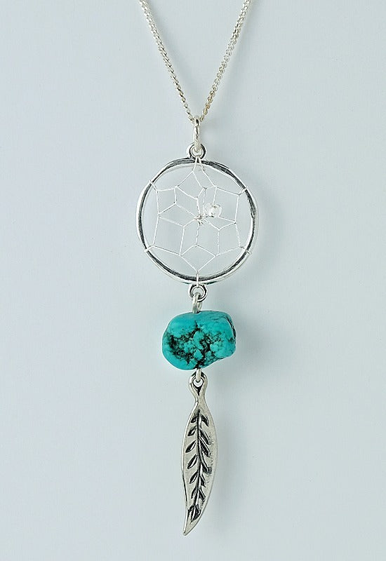 Monague Steorra .75" Round Dreamcatcher Pendant with Turquoise Stone