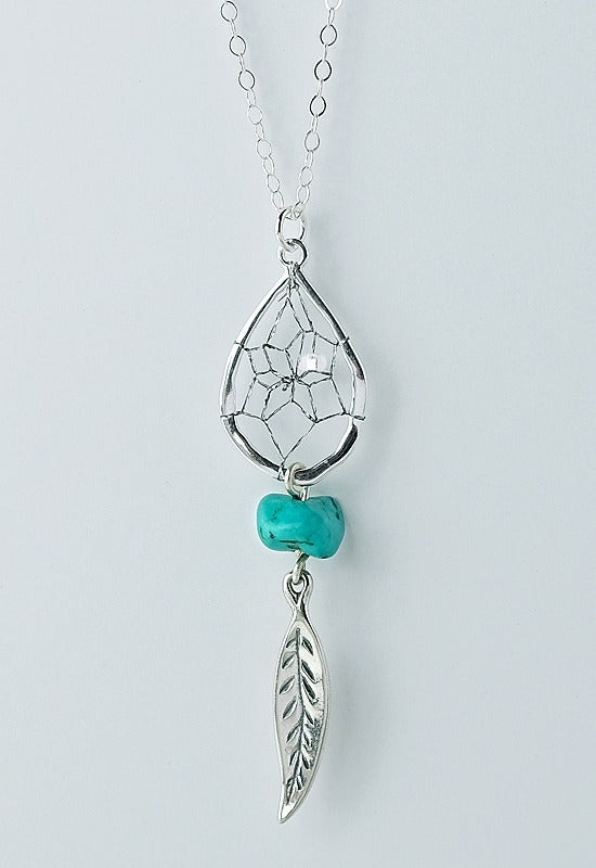 Monague Steorra .5" Teardrop Dreamcatcher Pendant with Turquoise Stone