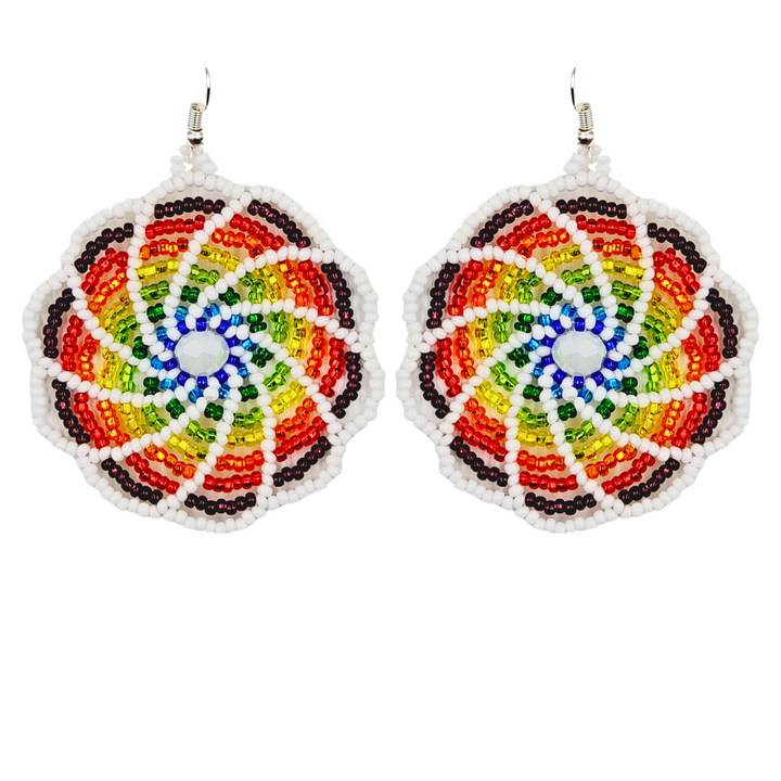 Tribal Roots Beaded Pinwheel Earrings