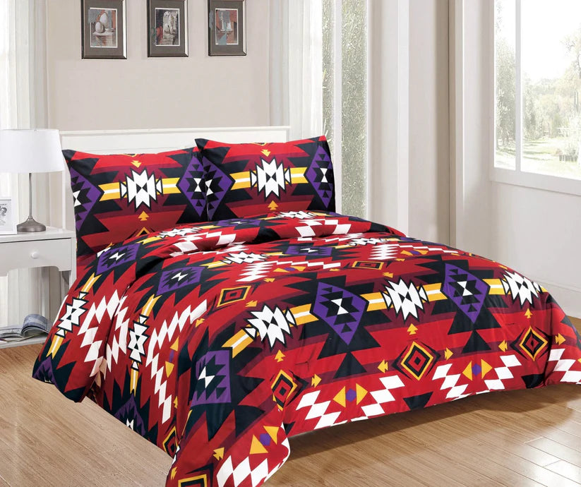 Keya Sherpa Lined Comforter Set Western Red
