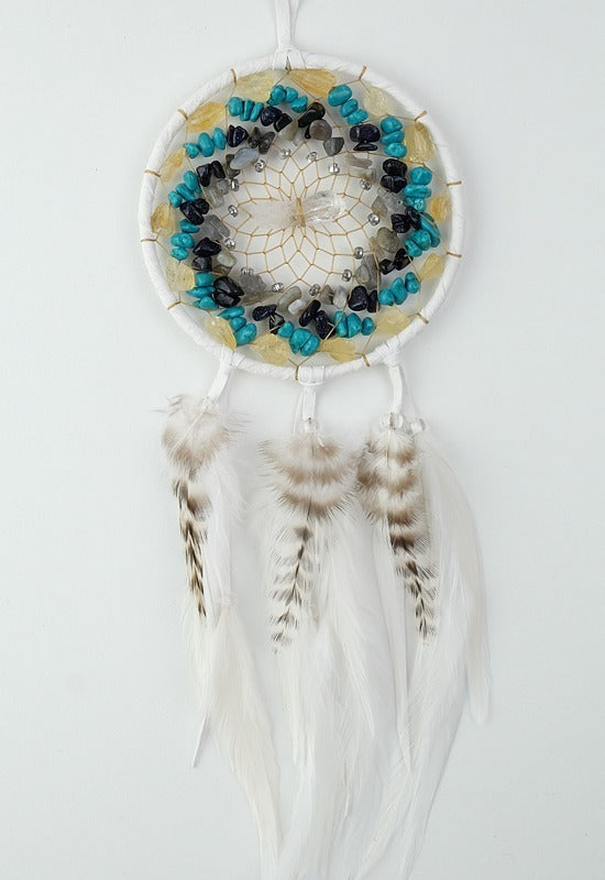 Monague 4" Stone Cluster Dreamcatcher- White
